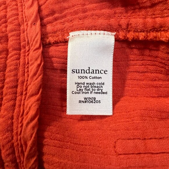 Sundance Pants Womens Small Orange Gauze Button Front Straight Leg Coastal Beach - Picture 8 of 16